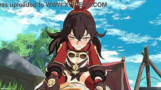 outride her with genshin impact amber x aether animation