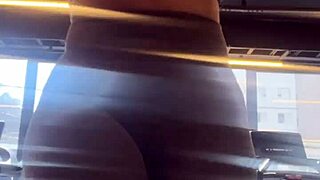 Truckers honk at my wet pussy in gym