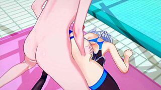 playing pool in this fun anime game by badpoipoi, it's so immersive