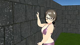 Plump girl plays tennis, tits bouncing