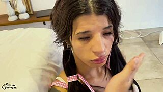 Submissive Latina begs for slaps and deep pounding. Daddy delivers hard with a creampie.