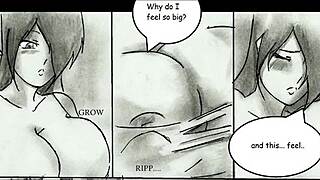 giantess grows huge tits in animated comic