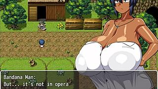 Natsuki Flashes Huge Tits to Help Captain Jerk Off in Hentai Game