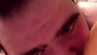 Young chub sucks and rides dildo intensely.