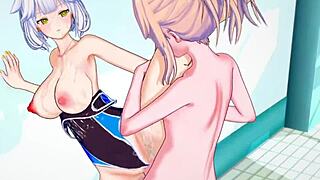 playing pool in this fun anime game by badpoipoi, it's so immersive