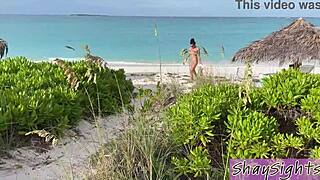 horny cougar shay sights blows on beach