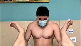 Handsome Gay Asian Amateur Couple Banging Bareback in Hot Lingerie Action