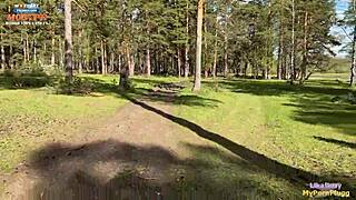 A strange girl begged for sex and got pounded in woods