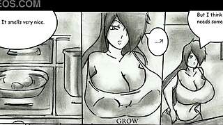 giantess grows huge tits in animated comic