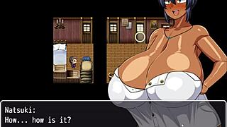 Natsuki Flashes Huge Tits to Help Captain Jerk Off in Hentai Game