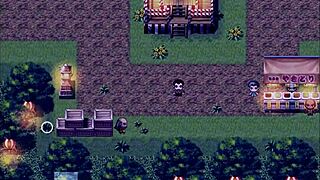 The tanned girl Natsuki experiences exhibitionist peeing in hentai game episode 35