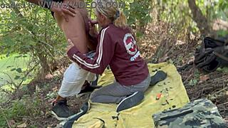 Mountain makes spanish amateur couple horny for kissing and doggystyle