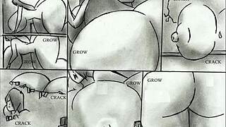 giantess grows huge tits in animated comic
