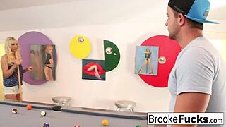 Brooke plays sexy billiards with vans balls in car