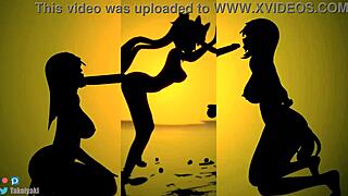 Black swan and sparkle ride cowgirl, squirting and creampieing subtly.