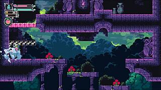 this flip witch hentai game has her banging the ghost boss with crushing giant boobs!