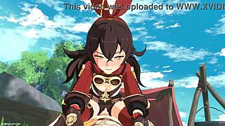 outride her with genshin impact amber x aether animation