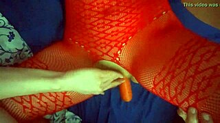 Sexy girl enjoys her boyfriend playing with a favorite carrot