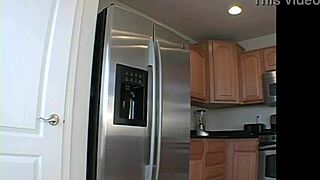 Beautiful blonde in lingerie big breast photoshoot in kitchen 😍