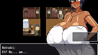 Natsuki Flashes Huge Tits to Help Captain Jerk Off in Hentai Game