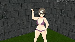 Plump girl plays tennis, tits bouncing