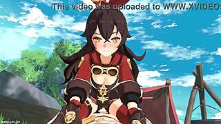 outride her with genshin impact amber x aether animation