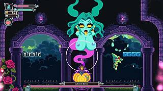 this flip witch hentai game has her banging the ghost boss with crushing giant boobs!