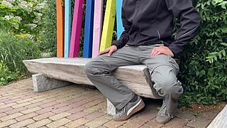 Risk of being caught in public park with chubby cougar's big ass exposed!