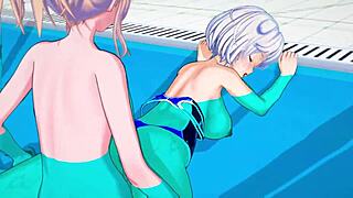 playing pool in this fun anime game by badpoipoi, it's so immersive