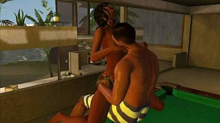 characters playing on the pool table in anime cartoon