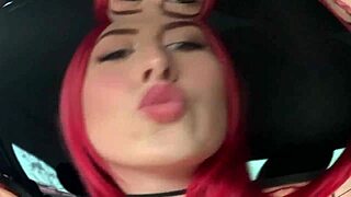 Two Redheads Flashing Big Natural Tits to Strangers in Public