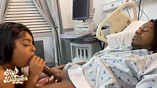 Mia Mercy skillfully collects my semen sample at the hospital today.