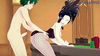Wow! Mina Ashido, Momo Yaoyorozu, and Izuku Midoriya in Bunny Girl Outfits! Intense Sex in My Hero Academia Hentai!