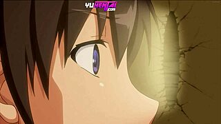 yo, check this glory hole in stepsister’s wall for wild hentai threesome