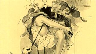 vintage erotic drawings in antique cartoon anime hentai retro style