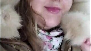 Chubby girl's wet play in taxicab, close-up and dirty