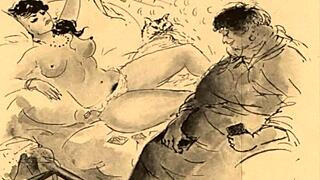 vintage erotic drawings in antique cartoon anime hentai retro style