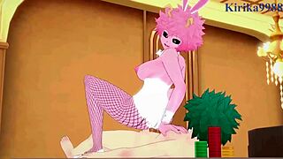 Wow! Mina Ashido, Momo Yaoyorozu, and Izuku Midoriya in Bunny Girl Outfits! Intense Sex in My Hero Academia Hentai!