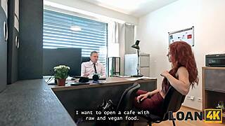 Slutty redhead offers her fit body for vegan restaurant funding