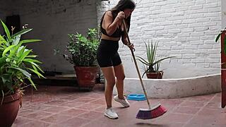 innocent maid ends up seduced by boss in backyard affair