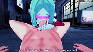 rebecca enjoys a fantasy blowjob in night city cyberpunk setting