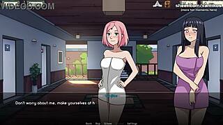 Naruto's Sakura And Hinata Tease That Big Cock With Blowjobs Before A Hot Threesome Anal Fuck?