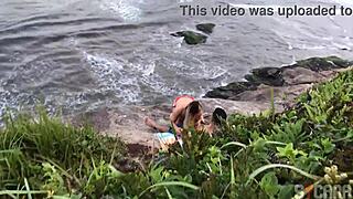 a man was caught fucking a hot blonde on itanhaem beach