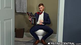 the mature boss catches her employee jerking off in the bathroom