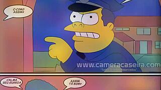 Cartoon parody of The Simpsons with a police encounter story