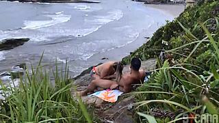 a man was caught fucking a hot blonde on itanhaem beach