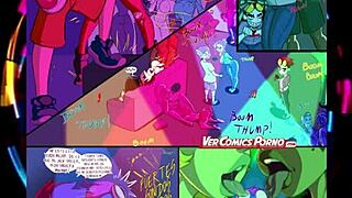 cartoon party with anime characters