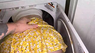 redhead stepsister stuck in dryer gets her tight pussy drilled by me