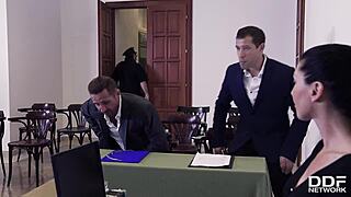 Hey, court day turned into a wild double penetration orgy with Aisha and Helena Valentine