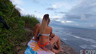 a man was caught fucking a hot blonde on itanhaem beach
